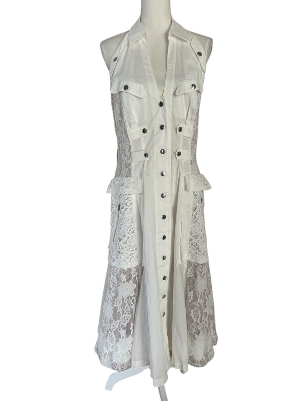 Anthropologie In Earnest Midi Dress with Lace Halter Neck